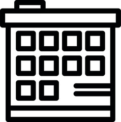 Poster - Simple black and white icon of a calendar page showing a month with days marked, ideal for projects and planning