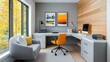 © diowcnx - Modern Home Office Design With Large Window