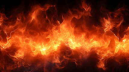 Poster - Abstract fiery background with bright orange flames against a black backdrop.