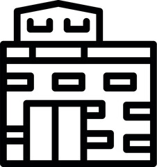 Poster - Simple black and white icon of a large industrial building with big doors for cargo deliveries