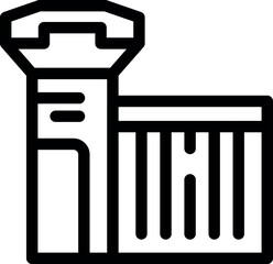 Poster - Line art icon of a prison building, emphasizing the concepts of incarceration, security, and justice