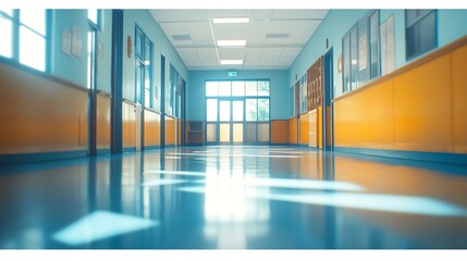 Aufkleber - Empty classrooms and corridor in a high school during the covid19 pandemy : Generative AI