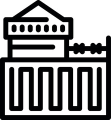 Poster - Simple icon of an electrical substation building supplying electricity