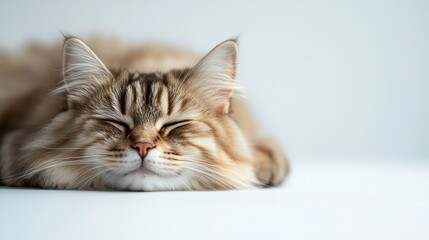 Poster - Cat on a white background Pet  cute fluffy cat isolated on a white background Allergy to cat fur Cute animal fluffy cat : Generative AI