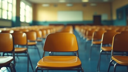 Poster - Empty classroom with many Lecture Chair : Generative AI