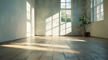 Poster - Empty Room With Natural Light Creative Copy Space Background Design Interior Concept : Generative AI