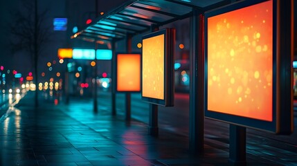 Aufkleber - digital billboards located at a busway stop : Generative AI