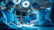 © Generative AI - Team of doctor or surgeon and nurse in blue gown inside operating room did minimal invasive spine surgery technology with medical instrumentDisc surgery in sciatica painClose up at ins : Generative AI
