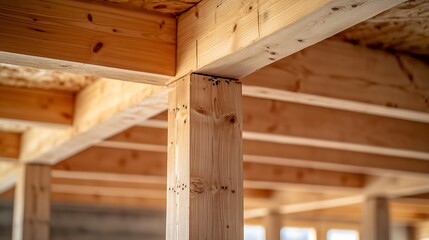 Aufkleber - The new construction boom in Spain is the construction of houses with a wooden structure here are some unique construction details : Generative AI
