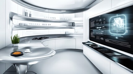 Futuristic Kitchen Interior Design with Digital Interface