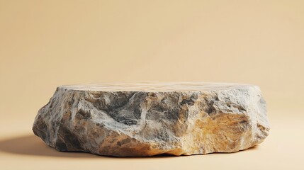 Aufkleber - Natural Rock stone pedestal Podium on beige background Template for mockup banner front view stand stage for natural skin care and cosmetic design concept : Generative AI