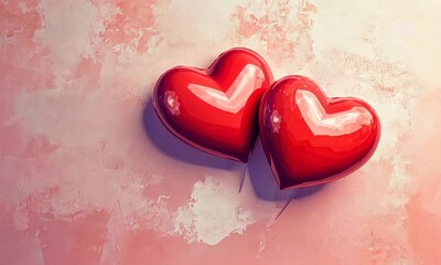 2d cartoon style illustration of two interconnected red hearts against a stylish backdrop represents