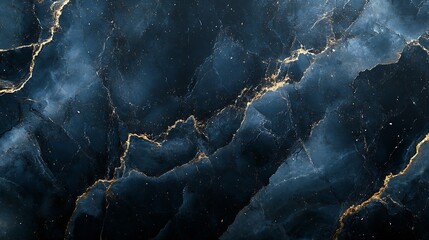 Poster - Dark black and blue marble texture with natural pattern can be used as background for display or montage your products : Generative AI