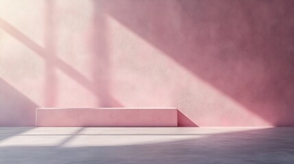 Fototapete - Empty light pink wall with beautiful chiaroscuro Elegant minimalist background for product presentation : Generative AI