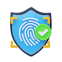 Aufkleber - 3D Increase Security with Biometric Authentication. 3D Icon