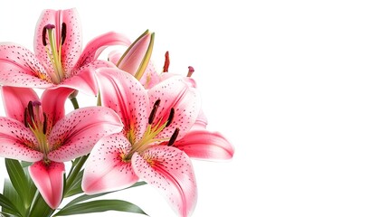 Poster - Pink lily flower bouquet isolated on white background for card and decoration : Generative AI