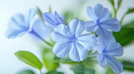 Aufkleber - White plumbago or Cape leadwort flowers Close up small blue flowers bouquet isolated on white background : Generative AI
