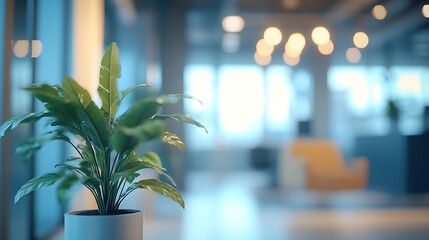 Fototapete - Beautiful defocused office background  office interior panoramic background : Generative AI