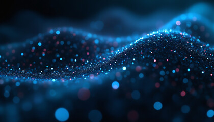 Poster - digital waves with interconnected blue nodes: digital waves with interconnected blue nodes, represen