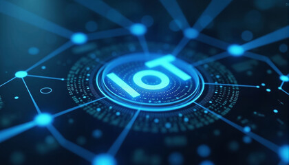 Poster - iot network icon with connected devices: an iot network icon featuring connected devices, symbolizin