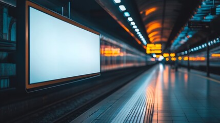 Poster - Billboard advertising mockup train station background : Generative AI