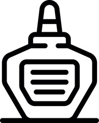 Poster - Simple black and white vector icon of a glue bottle with its cap on, resting on a surface