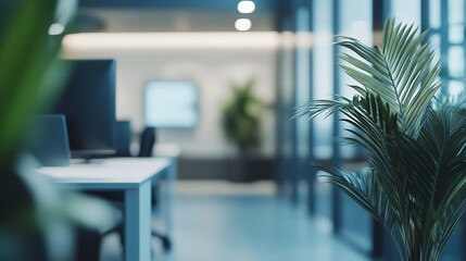 Fototapete - Blurring the Background in a Modern Office Interior : Generative AI
