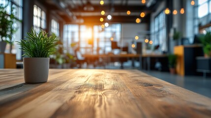 Poster - Business office without people with blurred bokeh background : Generative AI