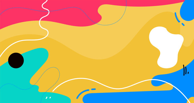 Hand drawn Doodle pattern background with abstract shapes and dots. Modern pattern bright color creative trendy fluid for Banner, Flyer, Cover, Wallpaper