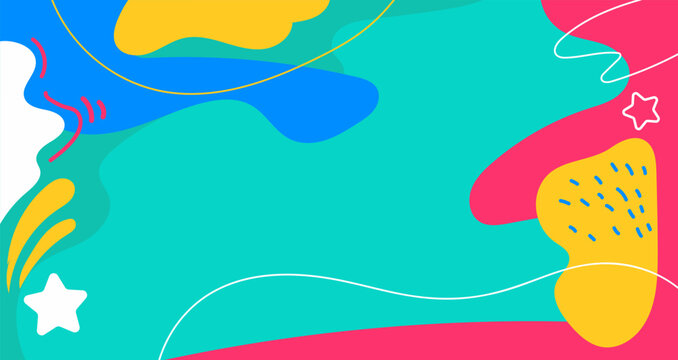 Hand drawn Doodle pattern background with abstract shapes and dots. Modern pattern bright color creative trendy fluid for Banner, Flyer, Cover, Wallpaper