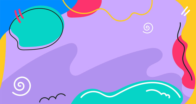 Hand drawn Doodle pattern background with abstract shapes and dots. Modern pattern bright color creative trendy fluid for Banner, Flyer, Cover, Wallpaper