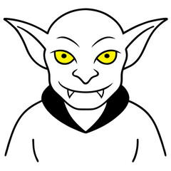  Un goblin ojos amarillos el fondo es simple vector illustration