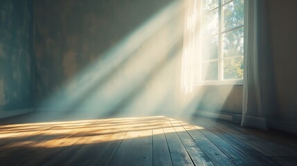 Poster - Empty Room With Natural Light Creative Copy Space Background Design Interior Concept : Generative AI