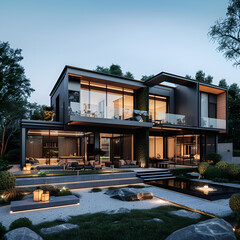 Sticker - Beautiful image of modern and charming house