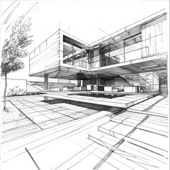 Poster - architect drawing of a house