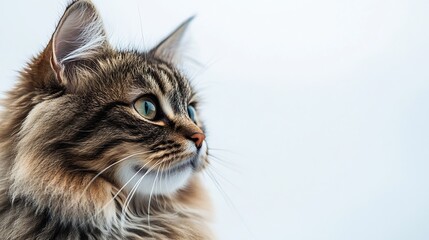 Poster - Cat on a white background Pet  cute fluffy cat isolated on a white background Allergy to cat fur Cute animal fluffy cat : Generative AI