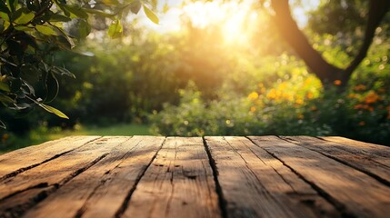Leinwandbilder - beautiful rustic wood texture on blur orange garden farm backgroundmorning sunny light mood : Generative AI