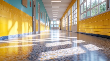 Poster - View of the interior of elementary school : Generative AI