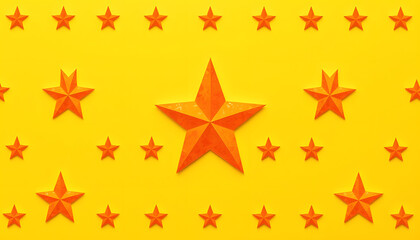 Wall Mural - Orange star pattern with yellow background isolated with white highlights, png