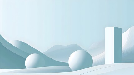 Poster - Minimalist blue toned abstract background with simple geometric shapes clean lines and a soft calming aesthetic  Perfect for modern digital presentations website designs mobile interfaces