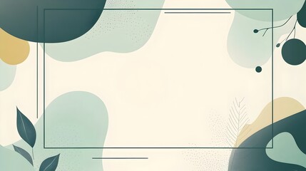Poster - Minimalistic background with a thin light green frame and simple abstract geometric shapes  This clean and modern design is perfect for presentations websites