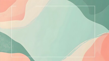 Poster - Elegant and Minimalist Background Featuring a Thin Light Green Frame and Simple Abstract Geometric Shapes Perfect for Presentations Branding or Web Design Layouts
