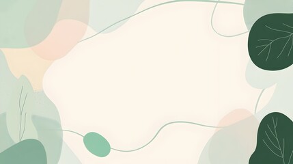 Poster - Minimalistic Background with Thin Light Green Frame and Simple Abstract Geometric Shapes for Presentations Designs and Digital Projects
