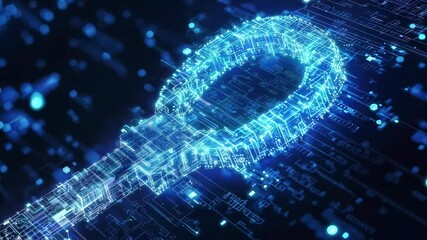 Leinwandbilder - a digital key design illuminated by blue light, symbolizing security, technology, and data protectio
