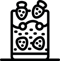 Poster - Line art icon of a refreshing strawberry cocktail in a tall glass, perfect for representing summer drinks