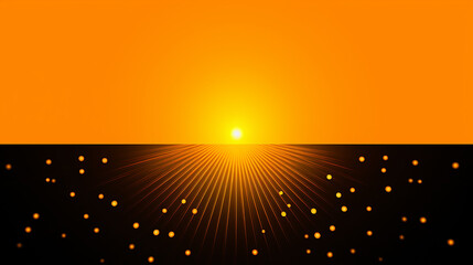 Narrow Yellow Ray Of Light On Orange Background