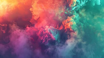 Canvas Print - A vibrant abstract composition featuring colorful smoke-like textures blending seamlessly.