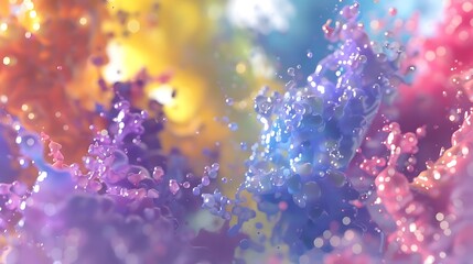 Canvas Print - A vibrant abstract composition featuring colorful splashes and droplets, creating a dynamic visual experience.