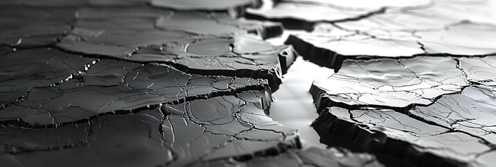 Poster - A close-up image of cracked black surface, showcasing texture and depth.