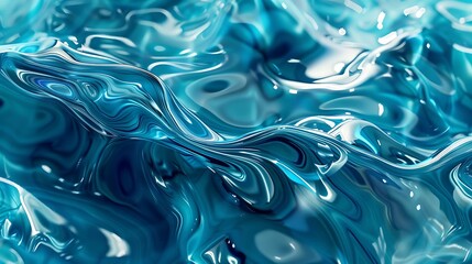 Canvas Print - A close-up of fluid, shimmering blue waves creating a dynamic and abstract visual effect.